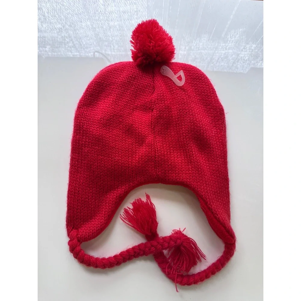Angry Birds Red Bird Knit Trapper Hat Beanie Fleece Lined Earflap Rovio Pom Pom